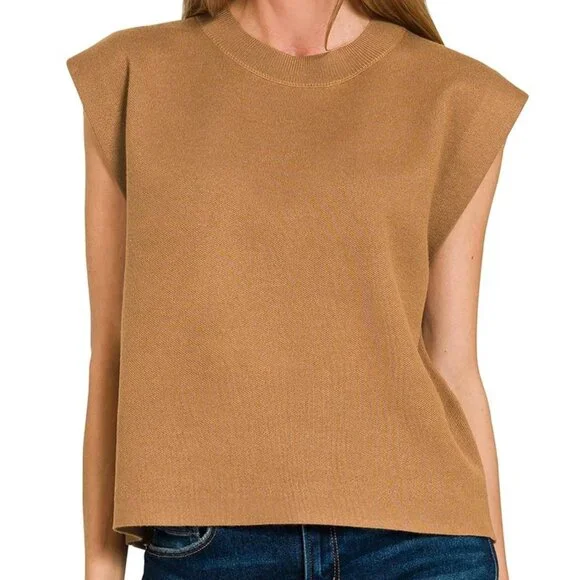 NWT Zenana Round Neck Viscose Sweater Vest - Picture 2 of 3